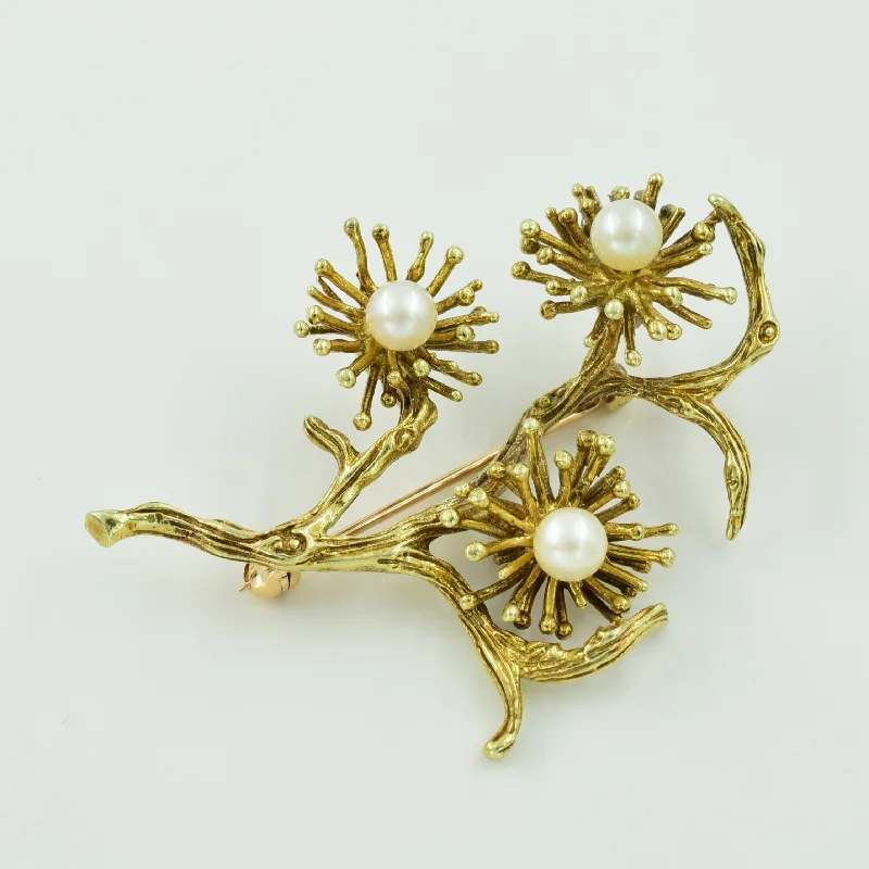 Cultured Pearl Tree Branch Brooch | 1.50ctw |