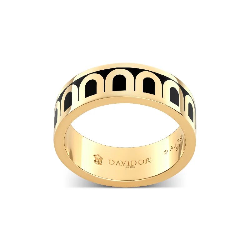 stunning necklaces for women -L'Arc de DAVIDOR Ring MM, 18k Yellow Gold with Caviar Lacquered Ceramic