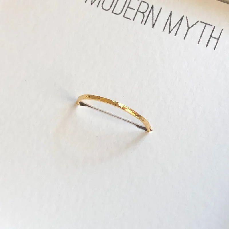 custom rings for women -Hammered Skinny Ring, Solid 14k Gold