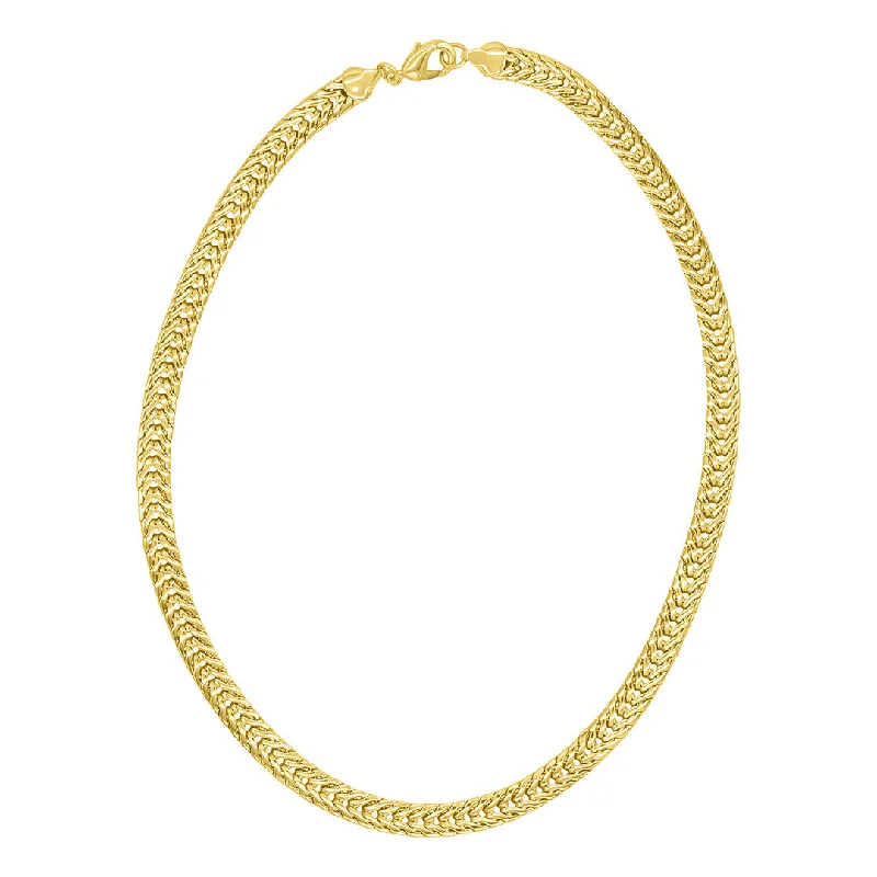 vintage crystal necklaces for women -14k Gold Plated Wheat Herringbone Chain Necklace