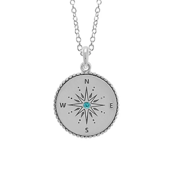 wedding pendant necklaces for women -Blue Topaz Compass Necklace