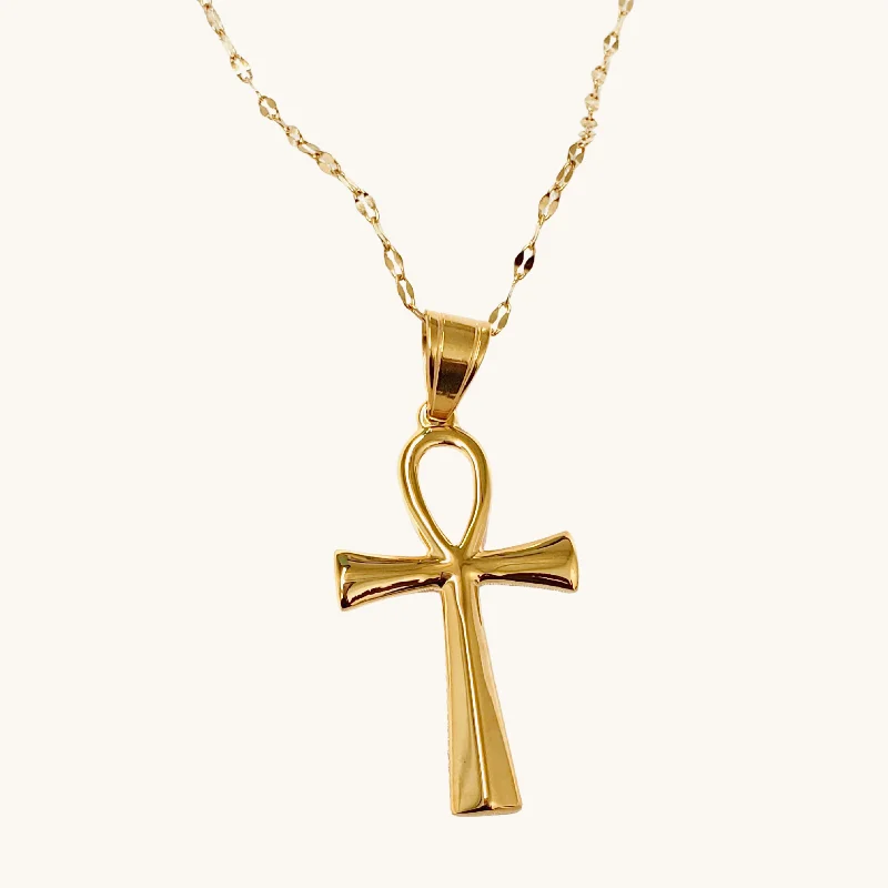 engraved necklaces for women -Golden Ankh Necklace