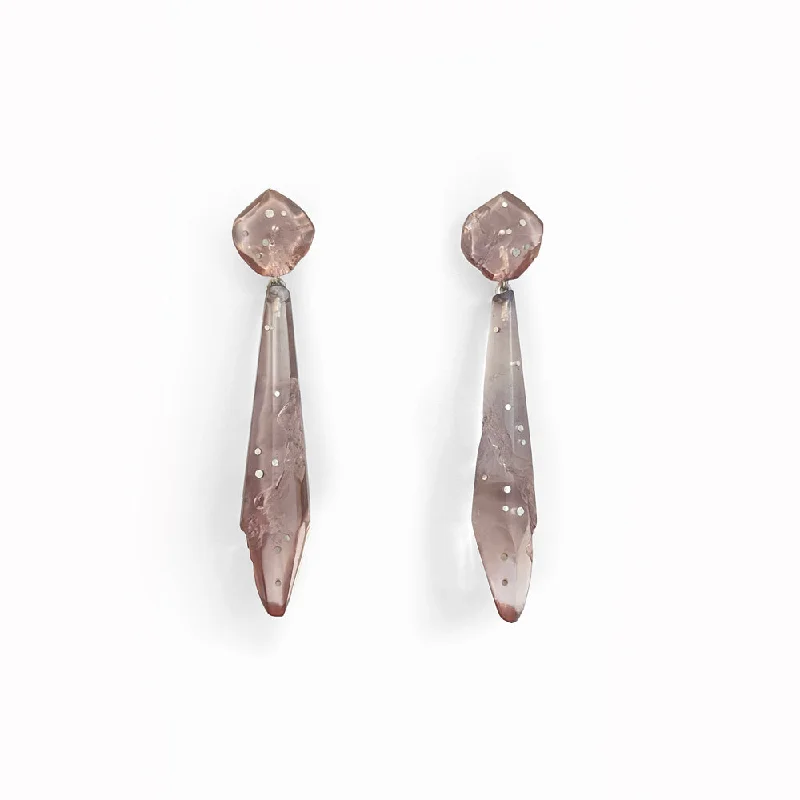 dangling pearl earrings for women -Emmeline Hastings -Succulent Double Drop Earrings (Pink)