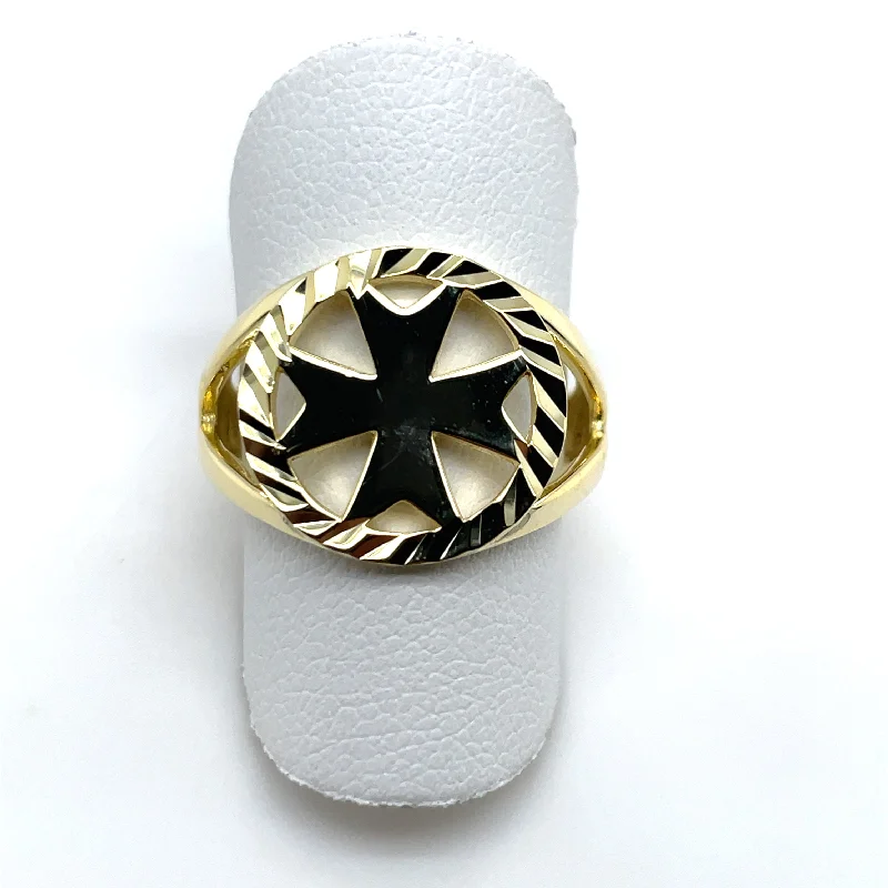 sapphire wedding rings -Maltese Cross Gold Plated Ring