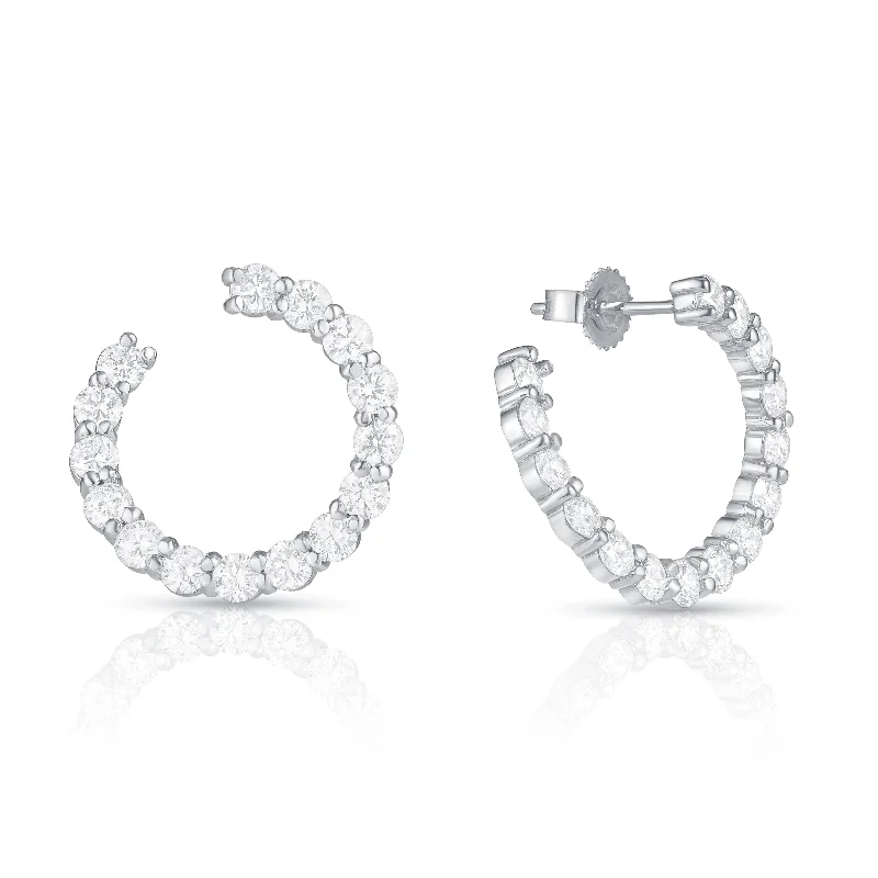 dangling pearl earrings for women -Sparkler Swirl Hoops