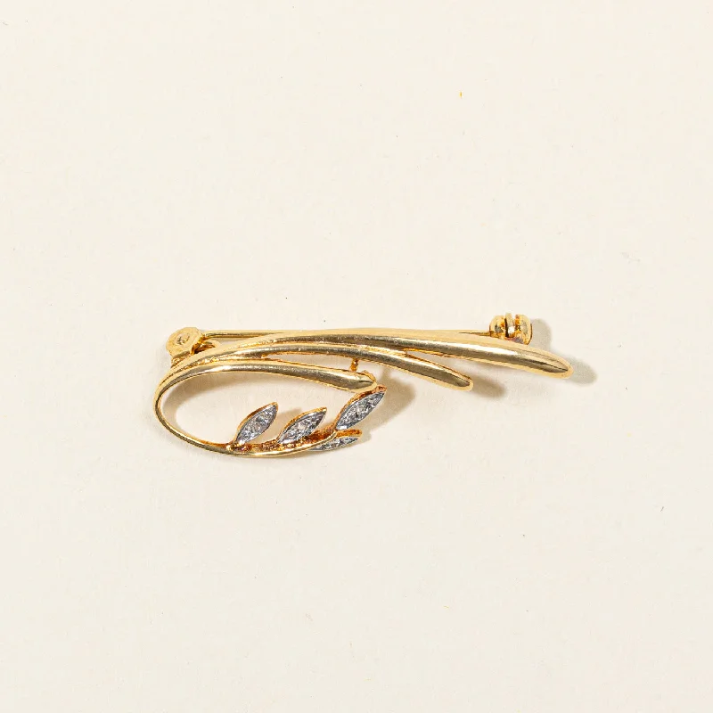 Diamond Leaf Brooch | 0.02ctw |