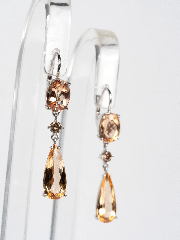 evening earrings for women -Donna Lacis - Topaz and brown diamond earrings