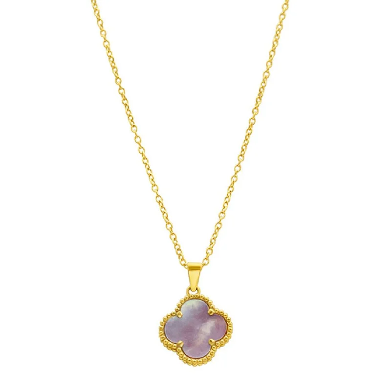 crystal drop necklaces for women -14k Gold Plated Pink Mother of Pearl Flower Necklace