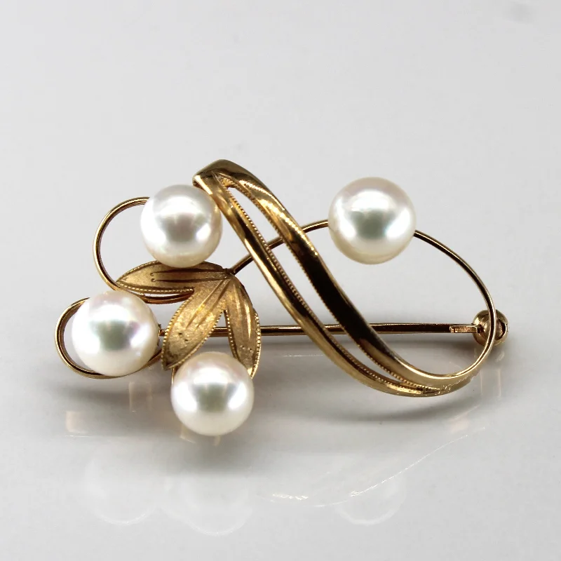 Pearl Floral Gold Brooch