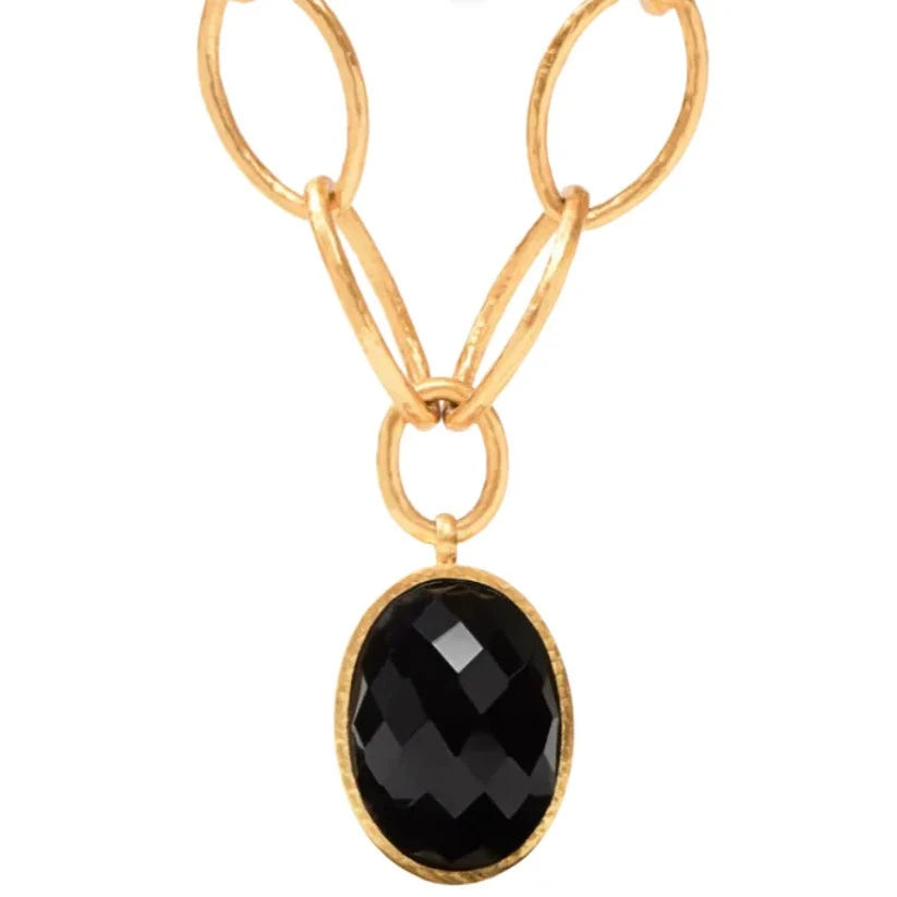 vintage gold necklaces for women -Julie Vos Fleur-de-Lis Statement Necklace, Obsidian Black