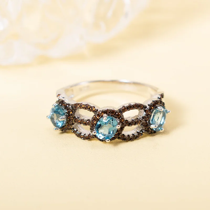 stackable gold rings for women -Navy Blue Topaz Ring