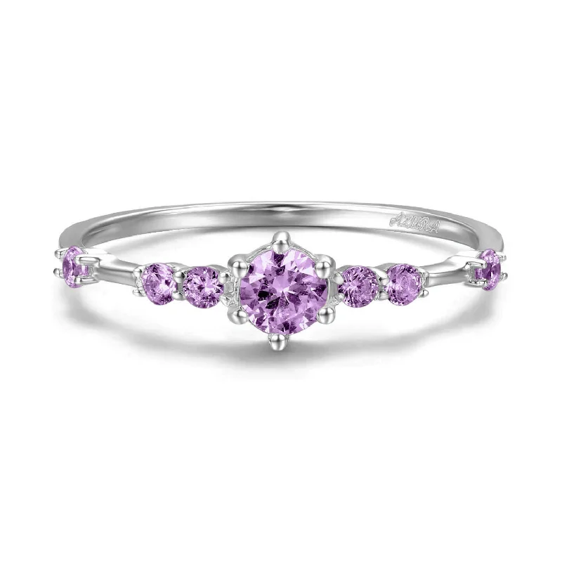 wedding necklaces for women -10K White Gold - The Center of the Universe Amethyst Ring - Size 9