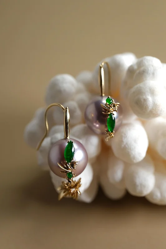 big hoop earrings for women -ANSWER B. by Bianca Chong - Lavender Pearl and Jade Earrings