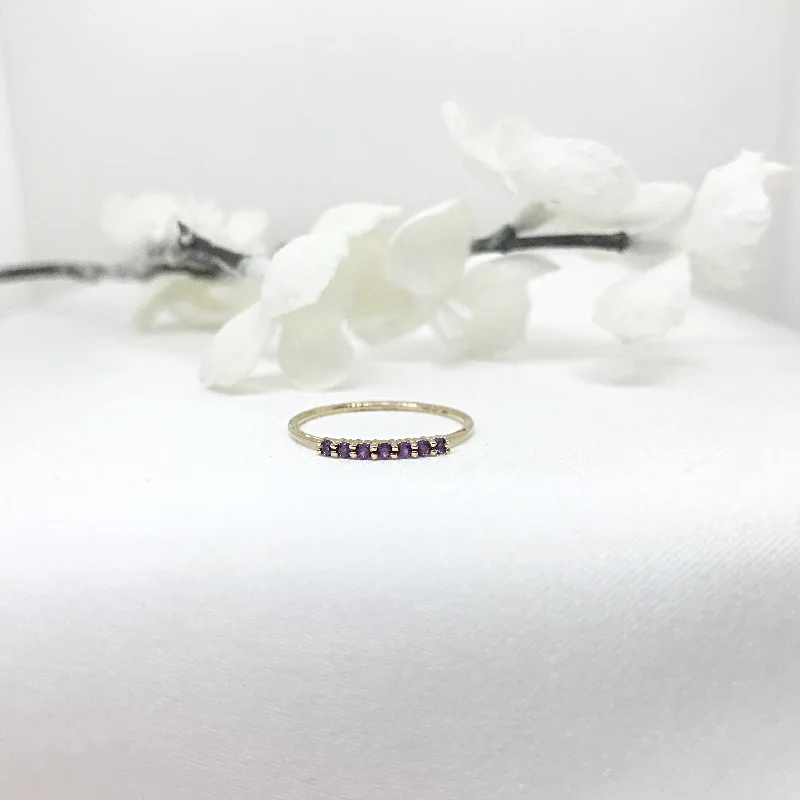 trendy rings for women -10k Gold 7 Stone Birthstone Ring