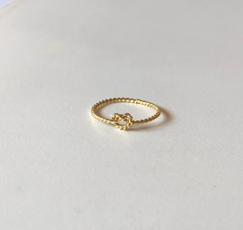 luxury promise rings -Twisted Knot Ring, Solid 14k Gold