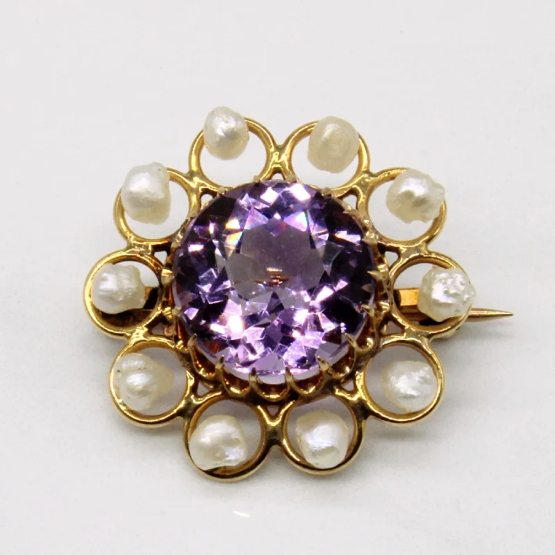 Antique Amethyst & Pearl Brooch | 6.00ct |