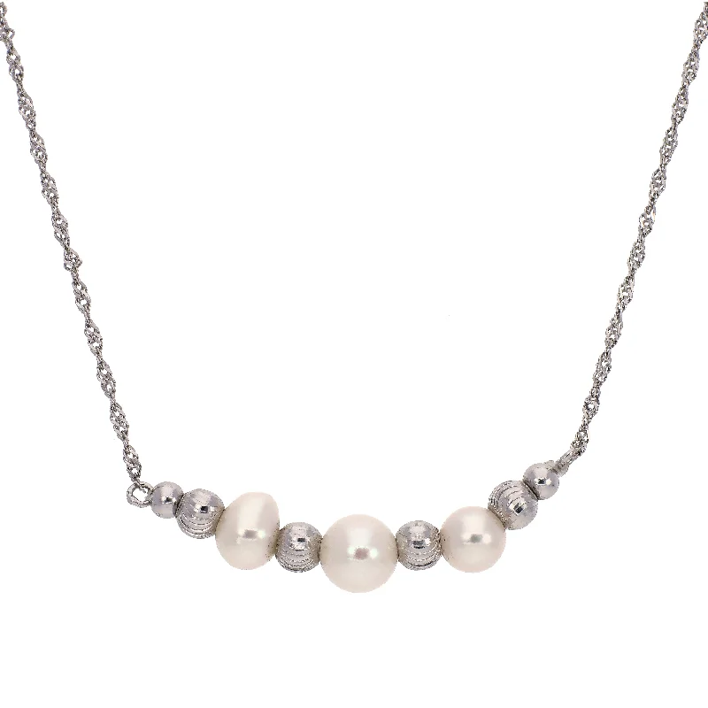 double chain necklaces for women -"Generations Of Love" Sterling Silver Genuine Cultured Pearl Necklace 18"