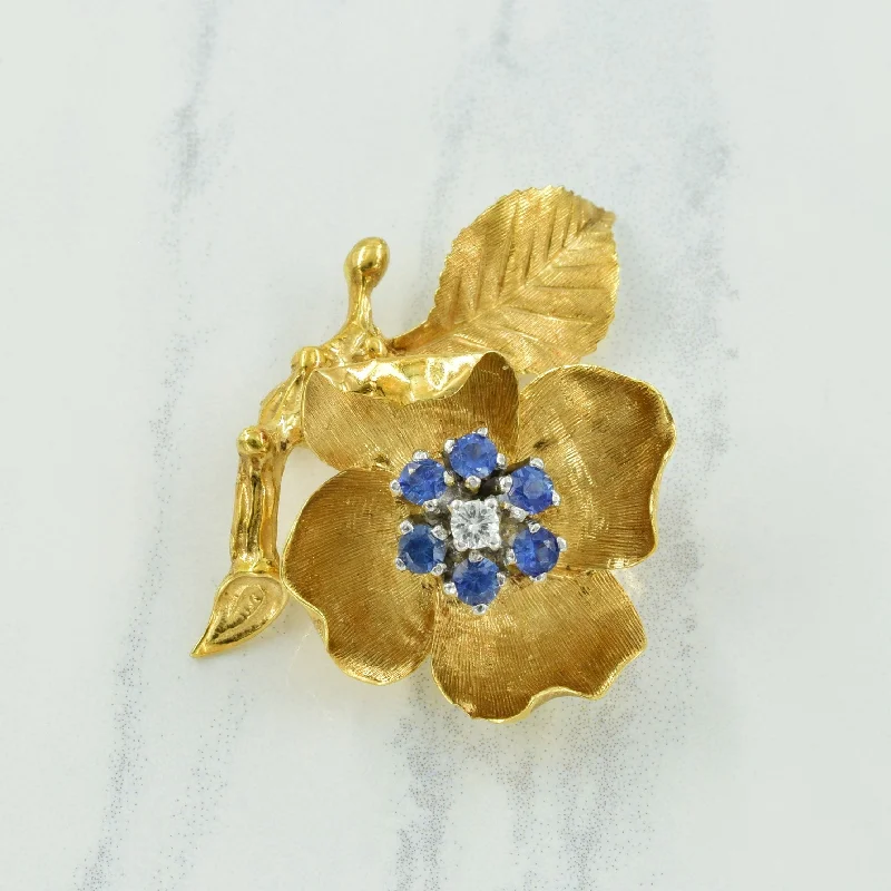 Sapphire & Diamond Brooch | 0.60ctw, 0.09ct |