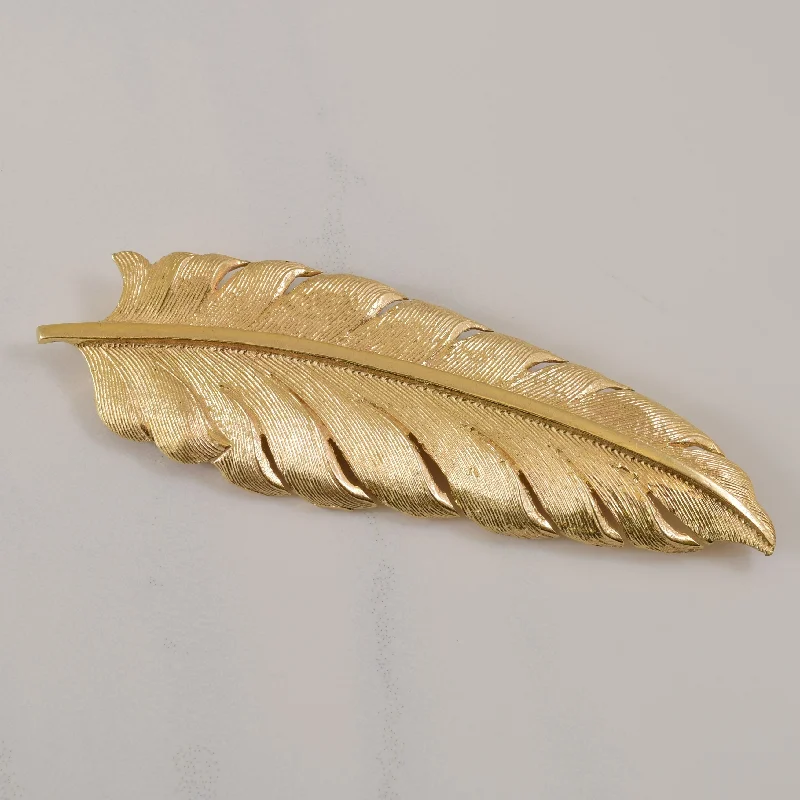 14k Yellow Gold Feather Brooch |