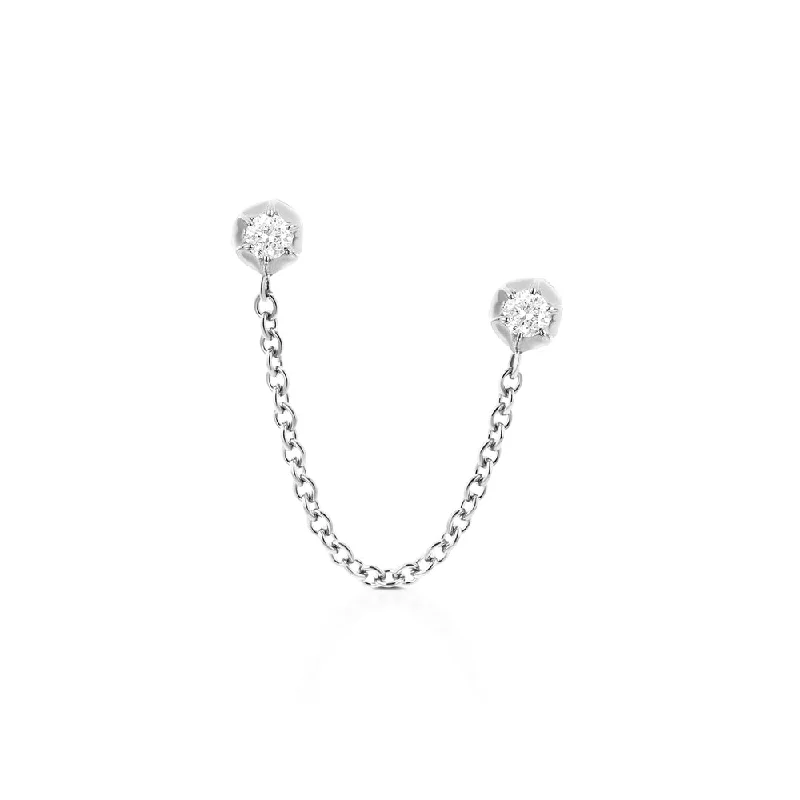 chic silver earrings for women -Rosebud Ear Chain