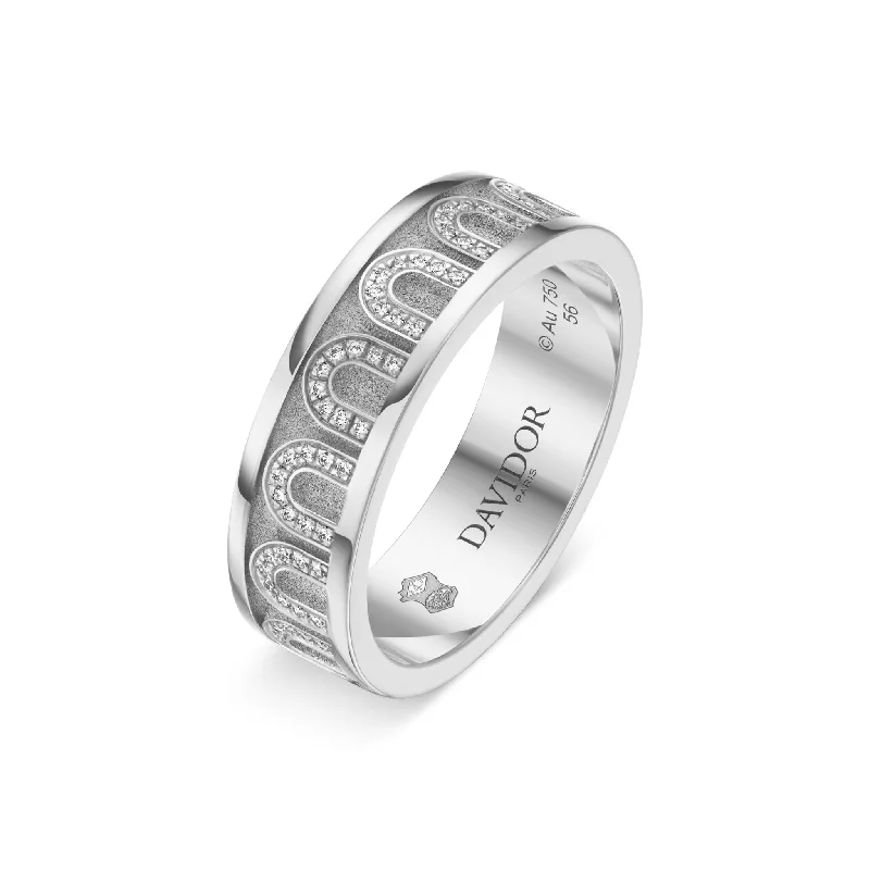 luxurious necklaces for women -L'Arc de DAVIDOR Ring MM, 18k White Gold with Satin Finish and Arcade Diamonds