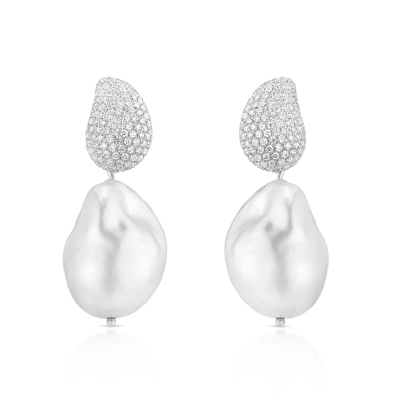 sapphire earrings for women -Baroque Pearl Earrings