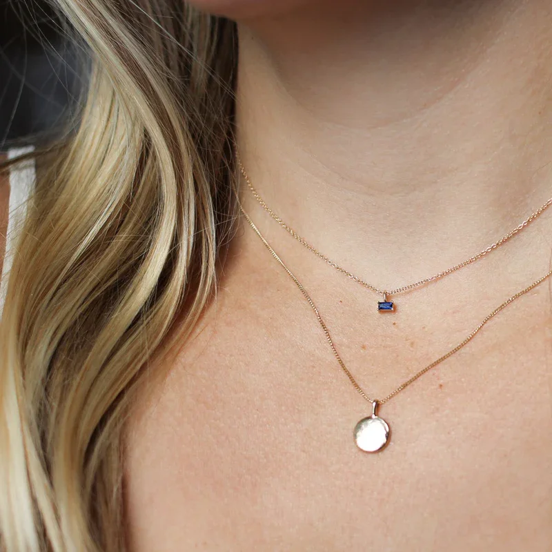 stunning necklaces for women -Sapphire Baguette Necklace