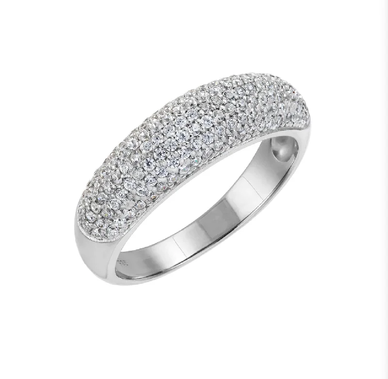 classic wedding rings for women -Encrusted Pave Dome Ring