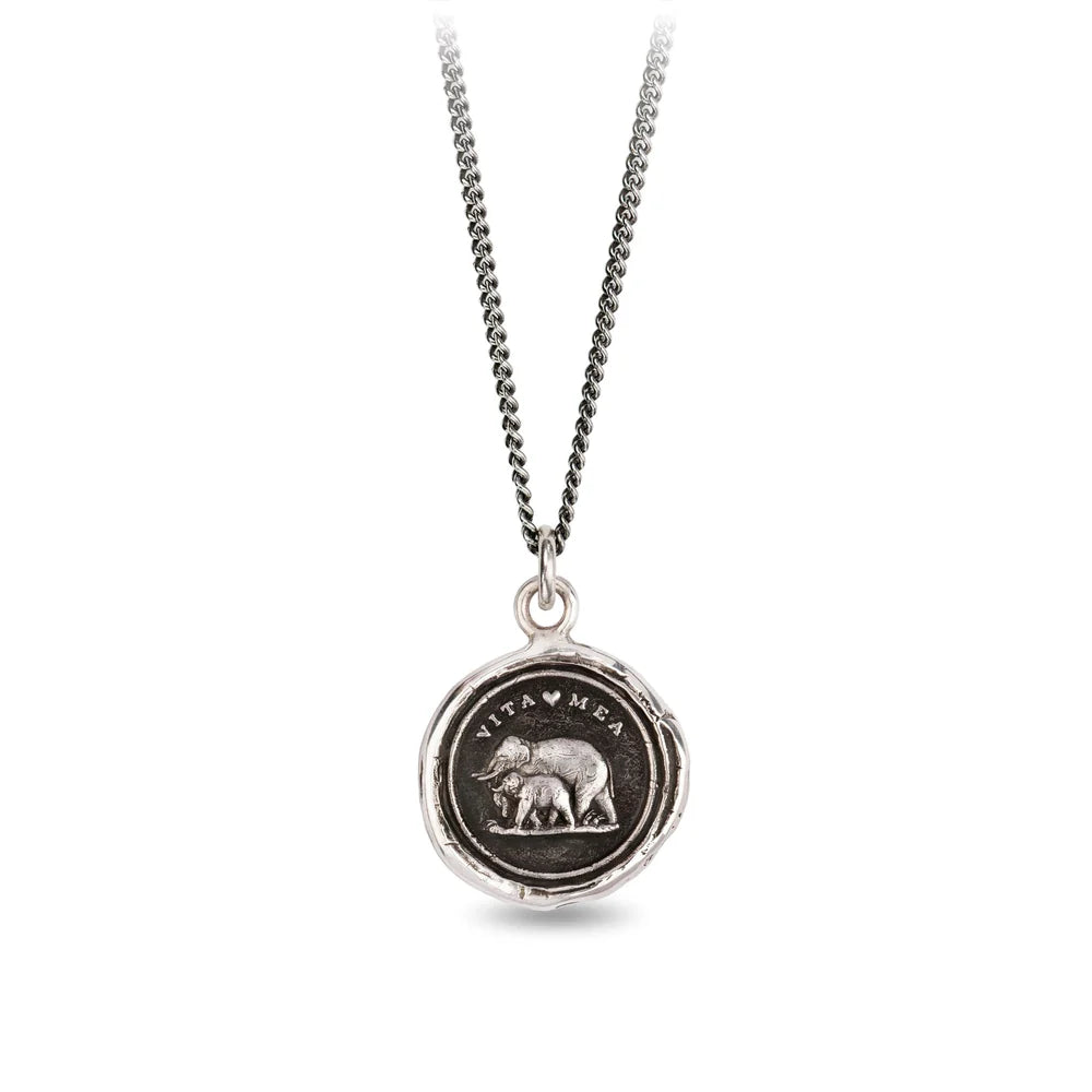 romantic necklaces for women -Pyrrha Sterling Silver "My Life" Talisman Pendant 18" Necklace