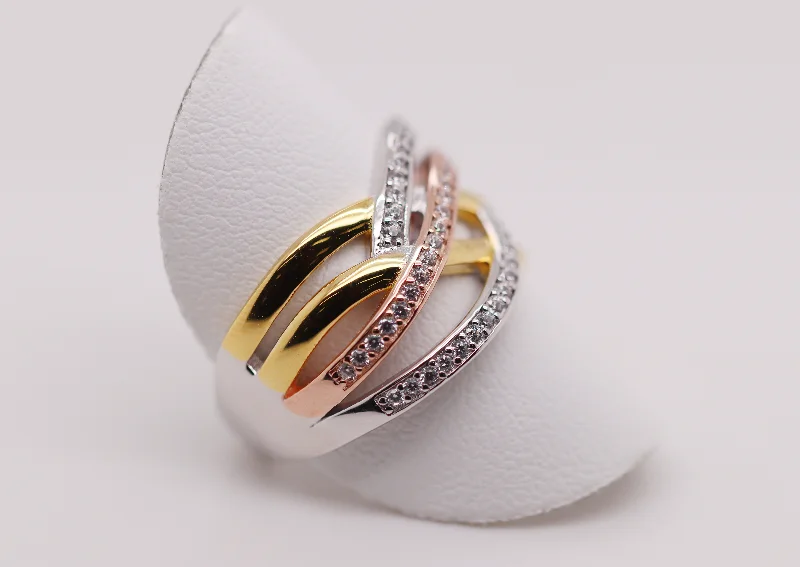 gold rings for women -3 Tone Collection - Twist Ring Ref: 3COLR003