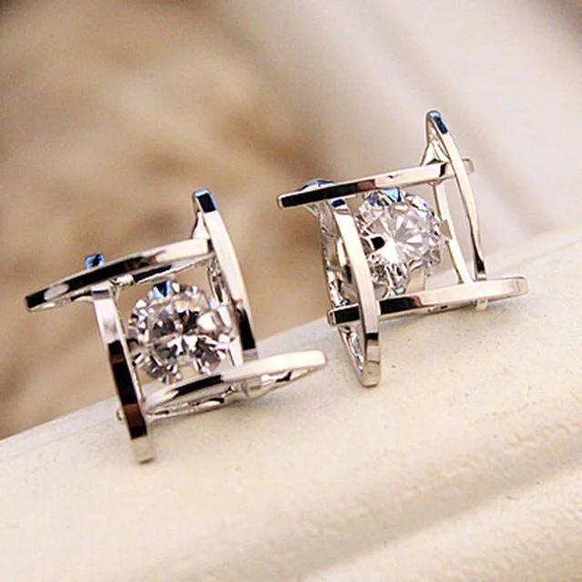 classic gold earrings for women -Elegant and Charming Rhinestone Earring