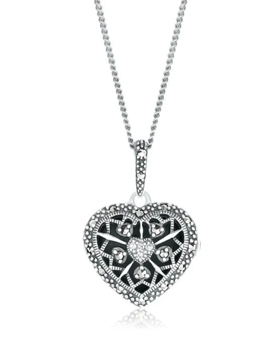 fashionable choker necklaces for women -Heart Locket with White Topaz