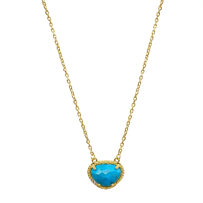 personalized pendant necklaces -December Birthstone Necklace turquoise silver gold