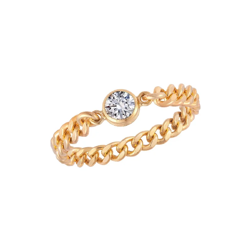 vintage gold rings -Curb Chain Bezel Ring