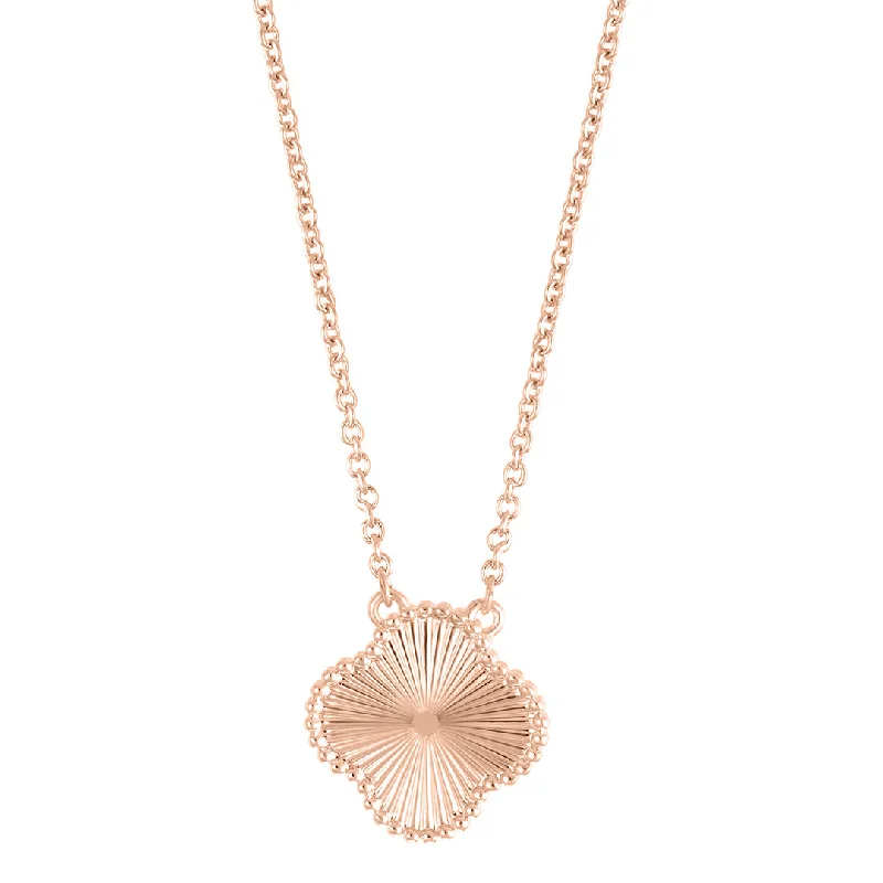 diamond pendant necklaces for women -14k Rose Gold Plated Beveled Flower Necklace