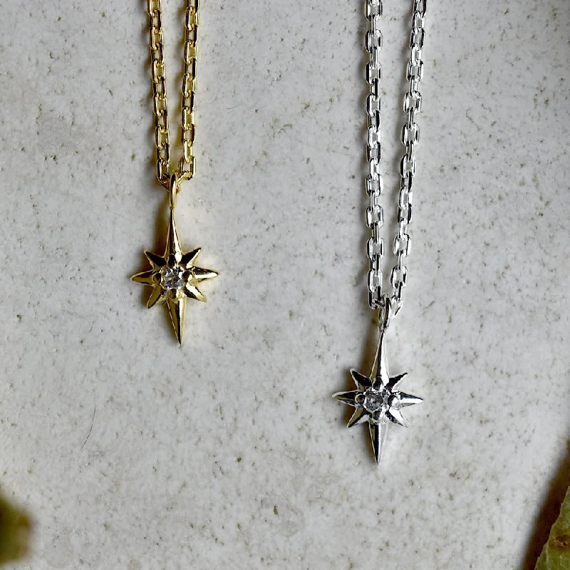 vintage gold necklaces for women -Tiny North Star Necklace with CZ