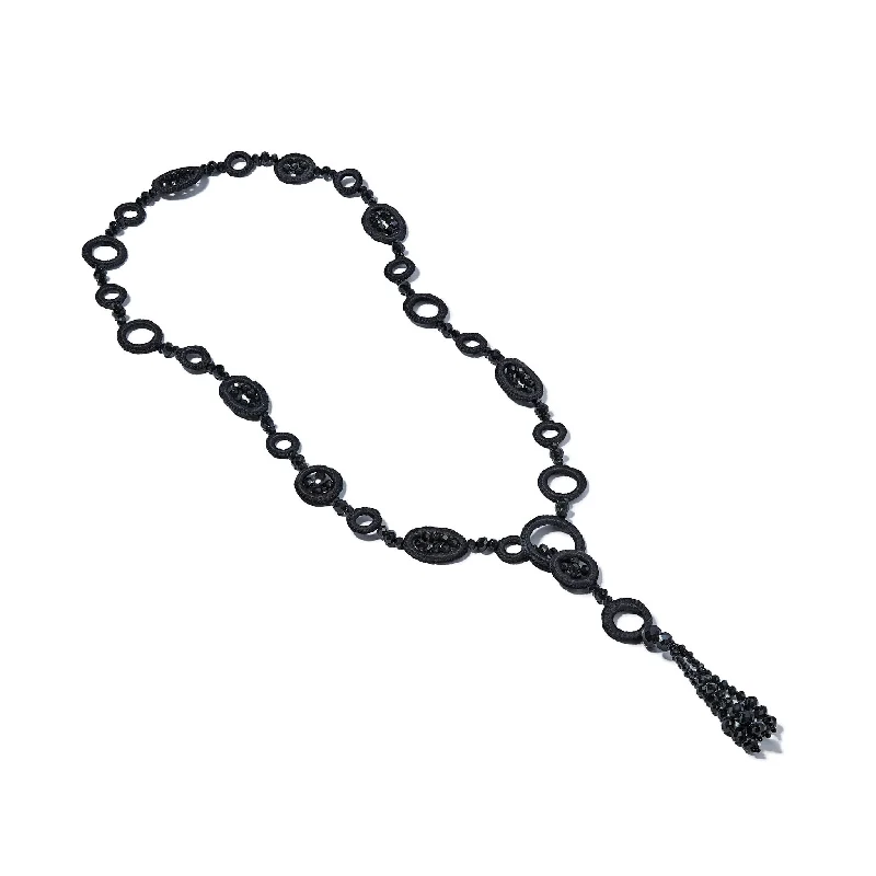 minimalist necklaces for women -Tango Tassel Necklace in Black