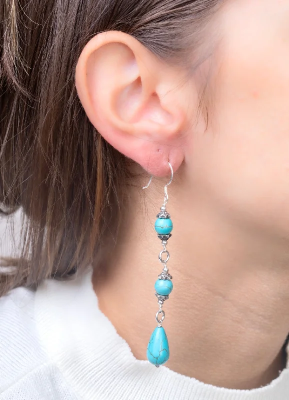 simple hoop earrings for women -Turquoise Drops Earring