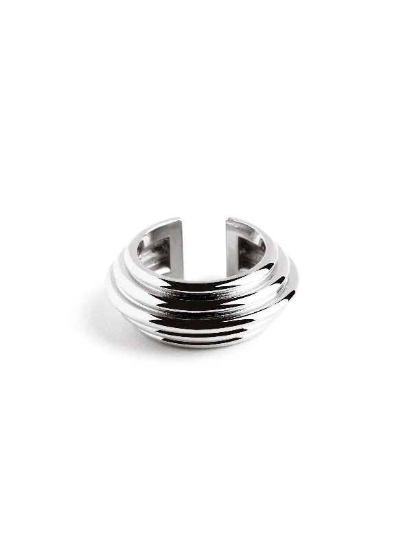 double band rings for women -Line Pyramid Ring