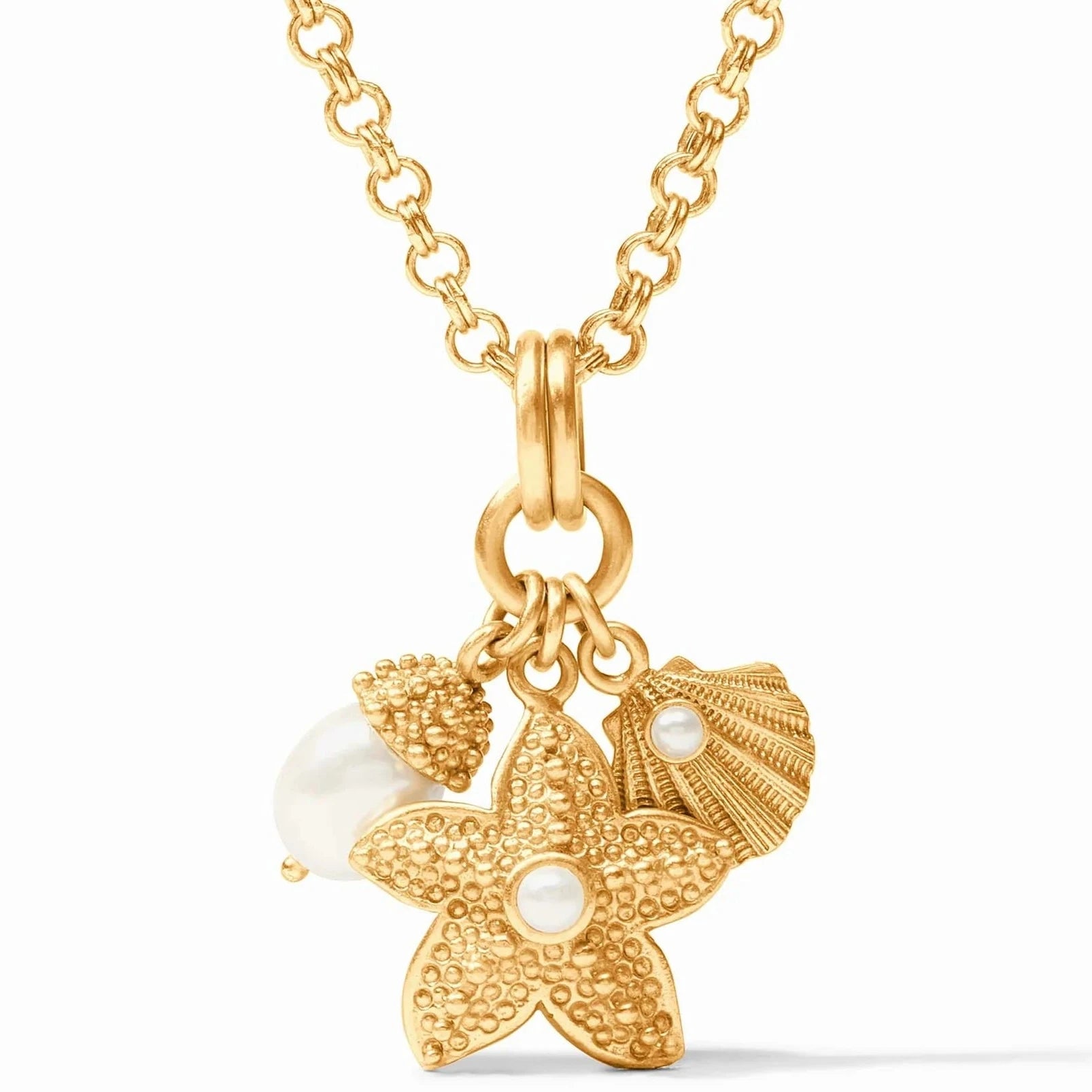 fine jewelry necklaces for women -Julie Vos Sanibel Trio Charm Pendant w/ Shell Pearl Necklace