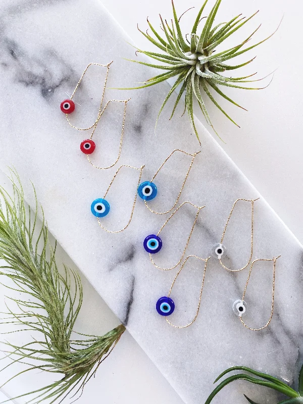 fun earrings for women -Gold Filled Evil Eye Teardrop Earrings