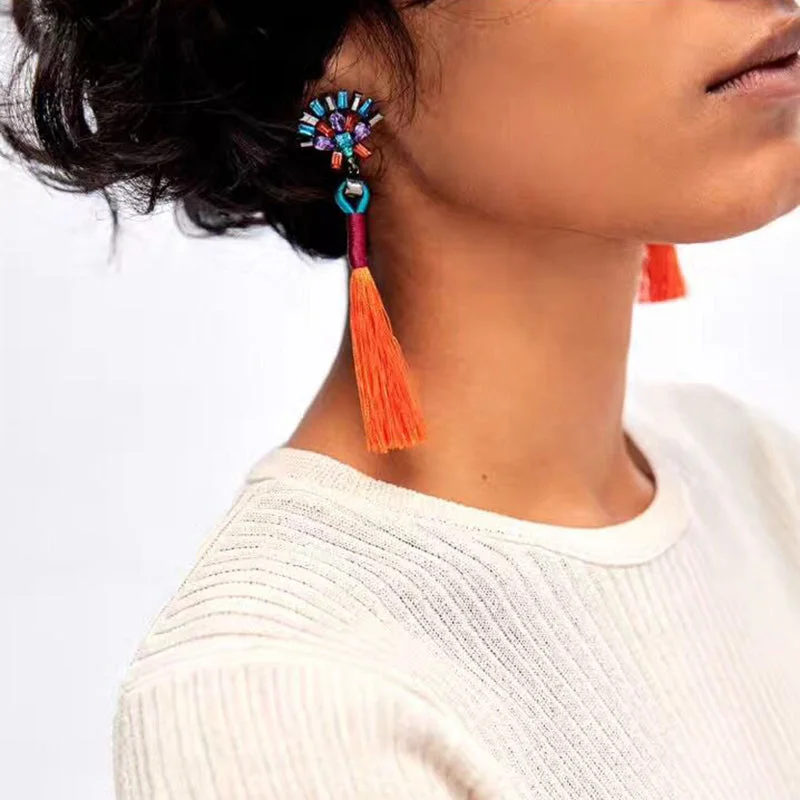 trendy statement earrings for women -Fashion Statement Tassel Earrings