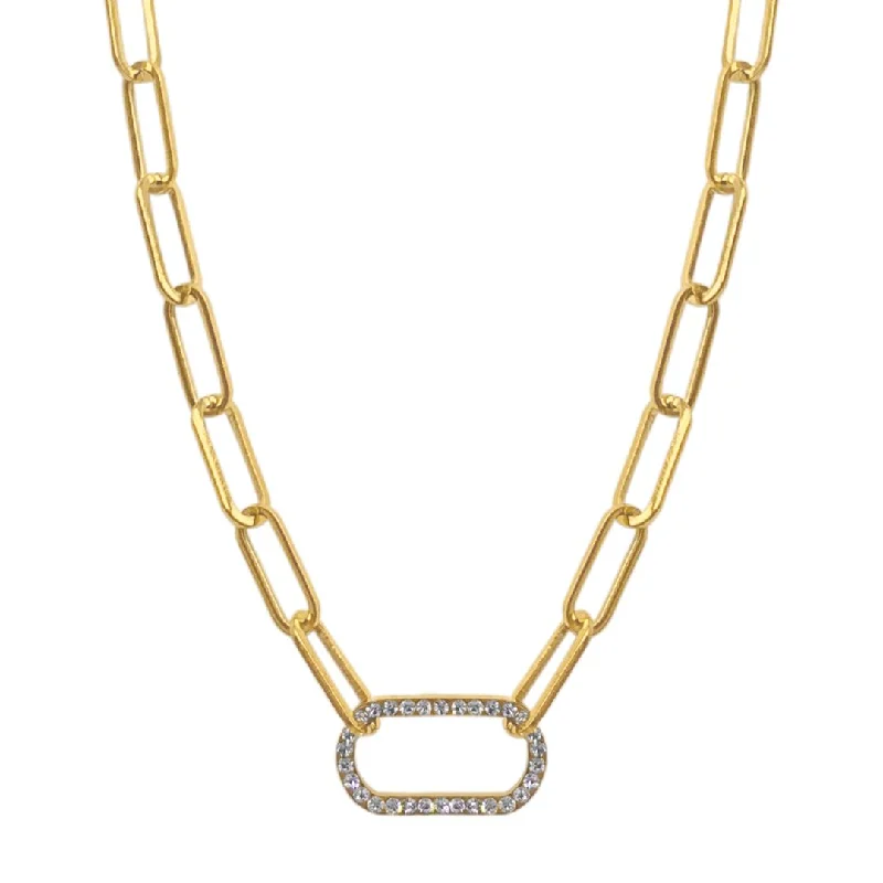 statement necklaces for women -Tarnish Resistant 14k Gold Plated Paper Clip Chain with Oversized Link Necklace