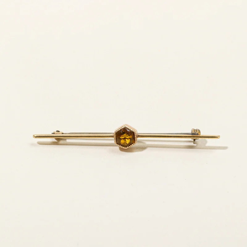 Hexagon Cut Citrine Brooch | 0.70ct |