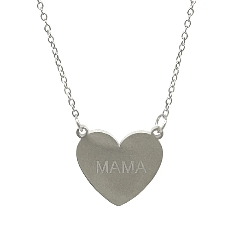 luxury chain necklaces for women -Tarnish Resistant Rhodium Plated Mama Heart Necklace