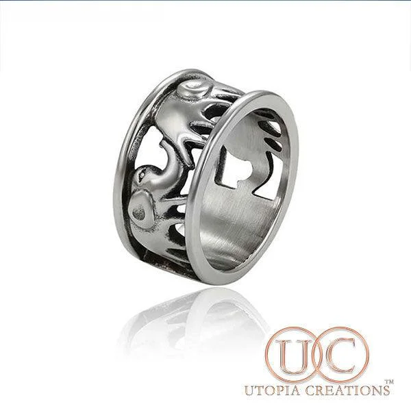 stackable rings for women -Elephant Ring (Stainless Steel)