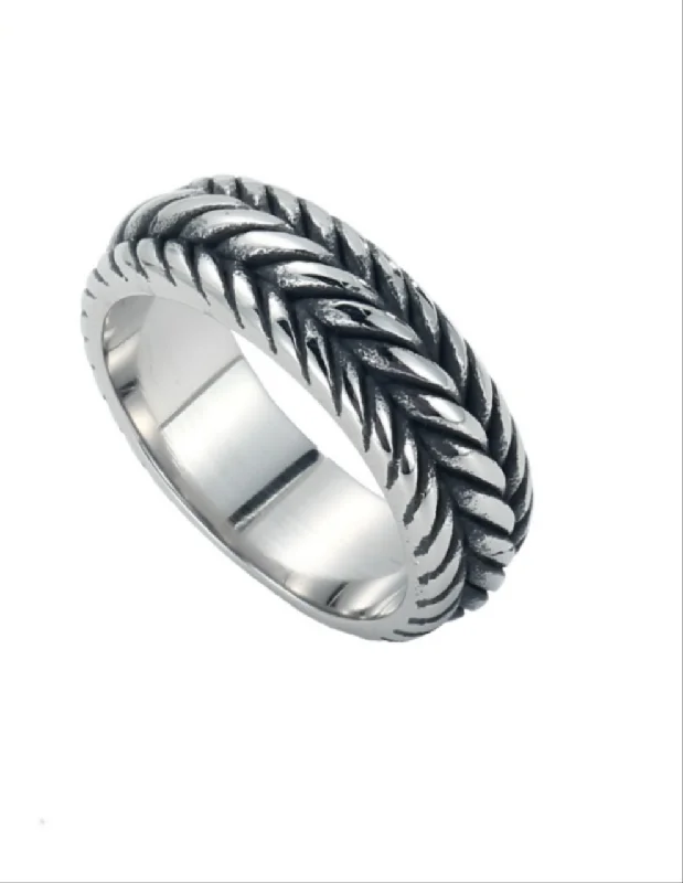 luxury gemstone rings -Stainless Steel Twisted Ring