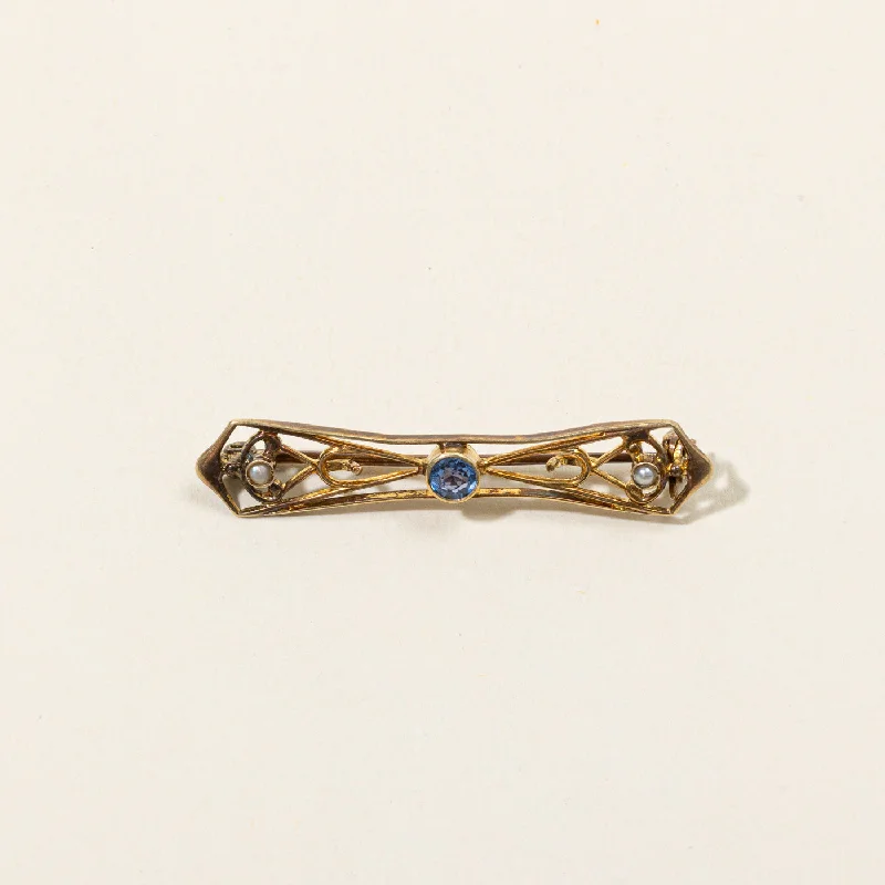 Sapphire & Seed Pearl Brooch | 0.12ct |