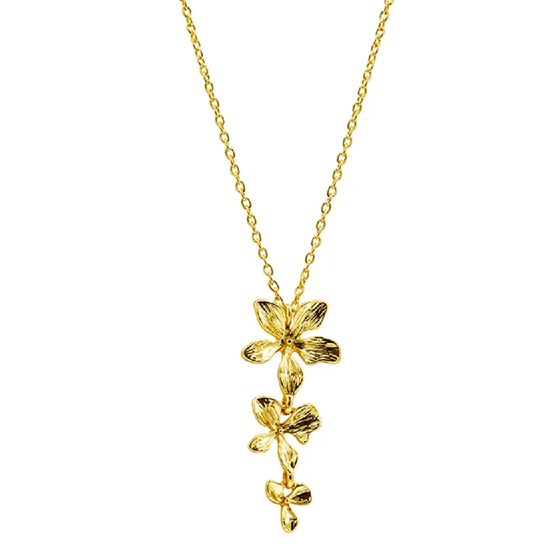 stunning necklaces for women -14k Gold Plated 3-Petal Necklace