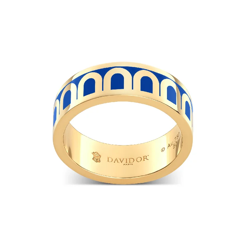 geometric necklaces for women -L'Arc de DAVIDOR Ring MM, 18k Yellow Gold with Riviera Lacquered Ceramic